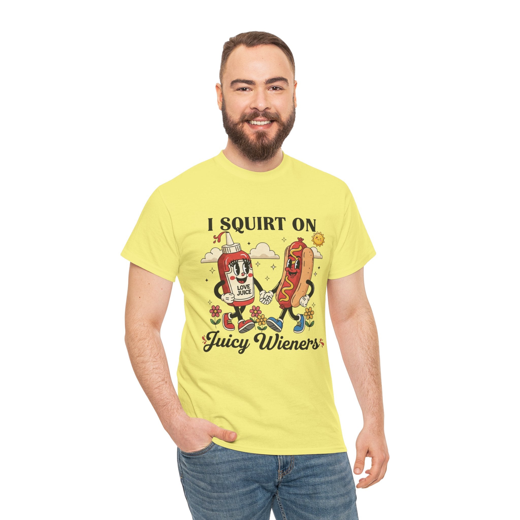Ketchup & Hot Dog Cartoon I Squirt On Juicy Wieners T-Shirt