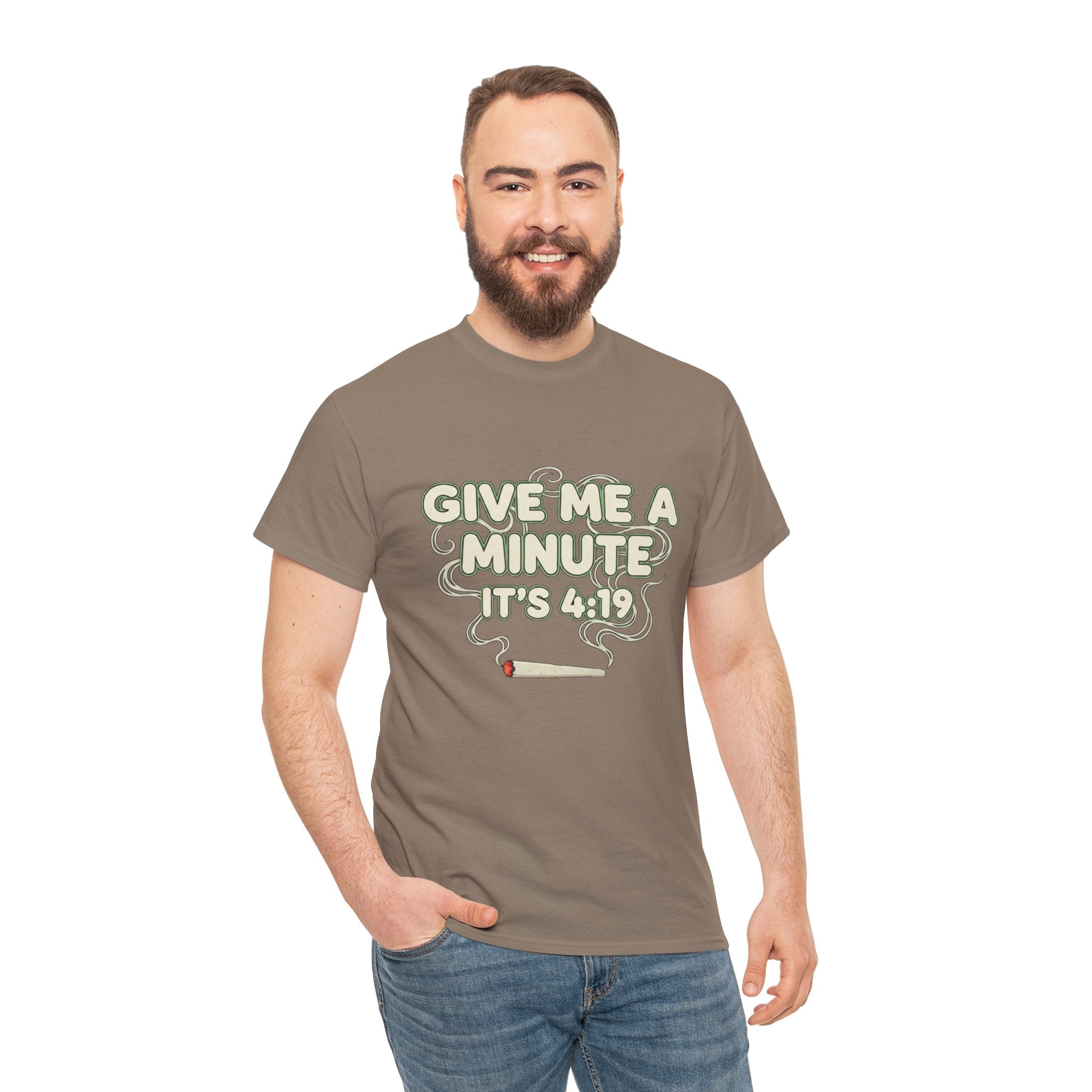 Give Me A Minute Its 419 Funny Stoner T Shirt Retro Neon Smoking Graphic Tee