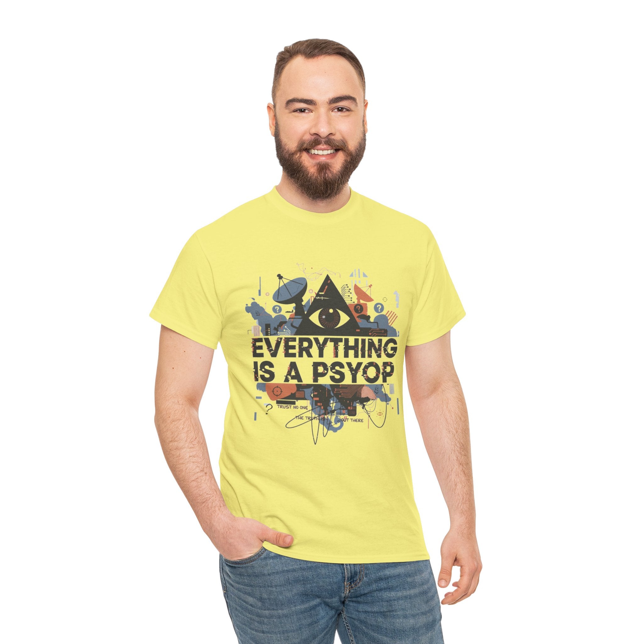 Everything Is a Psyop T-Shirt | Conspiracy Eye Graphic Tee, Abstract Collage