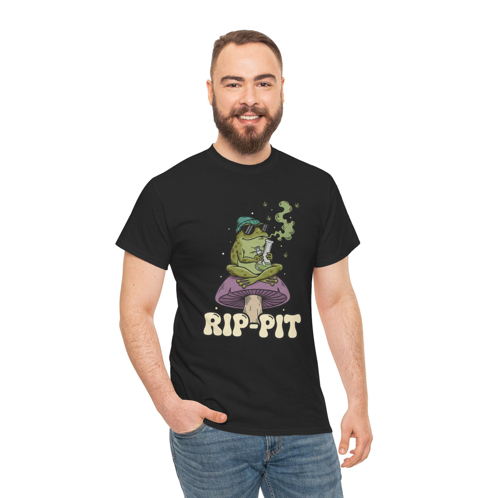 RIP-PIT Frog Smoking Pipe Tee | Chill Cartoon Graphic T-Shirt
