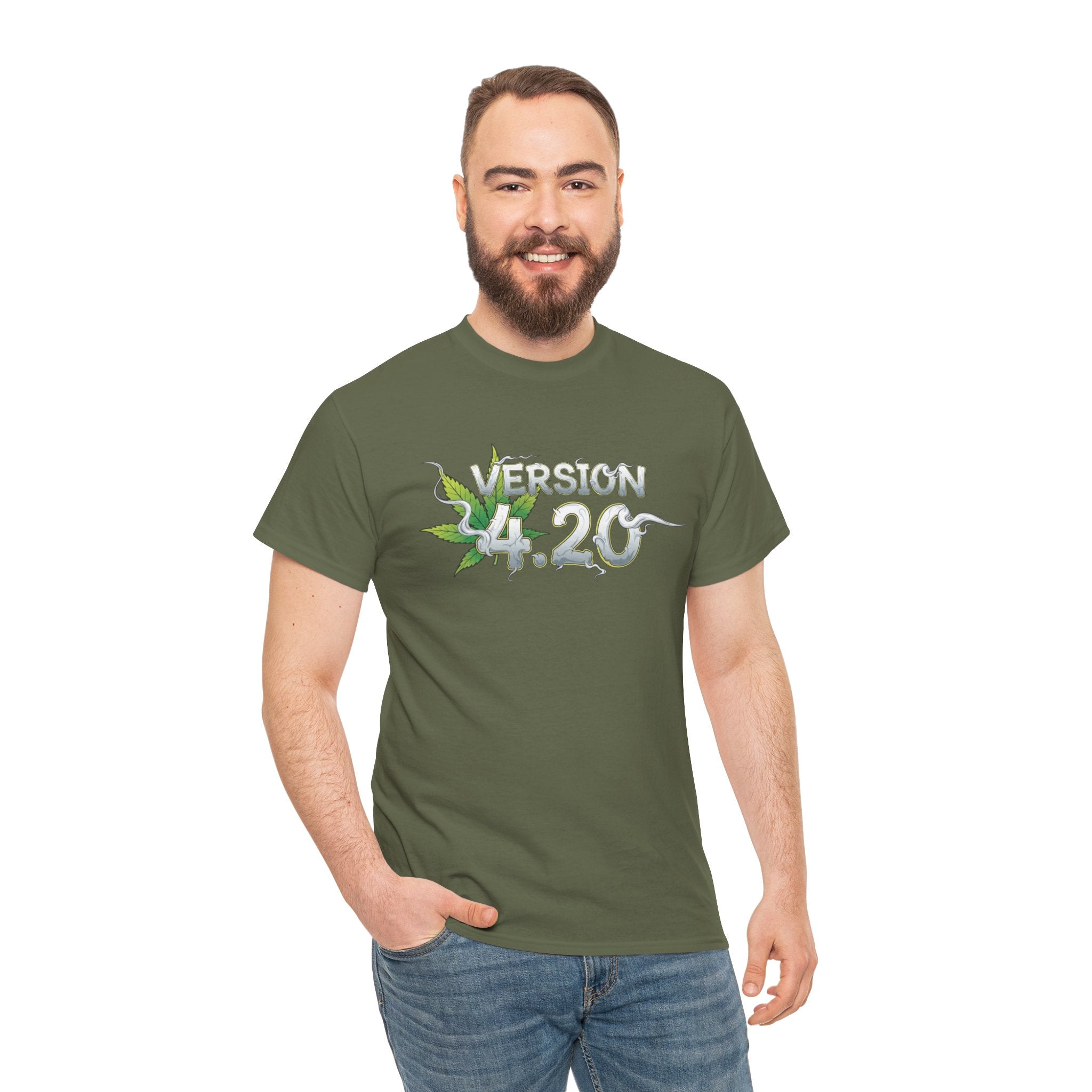 Version 4.20- Leaf Smoke Design T-Shirt | Stoner Humor Tee