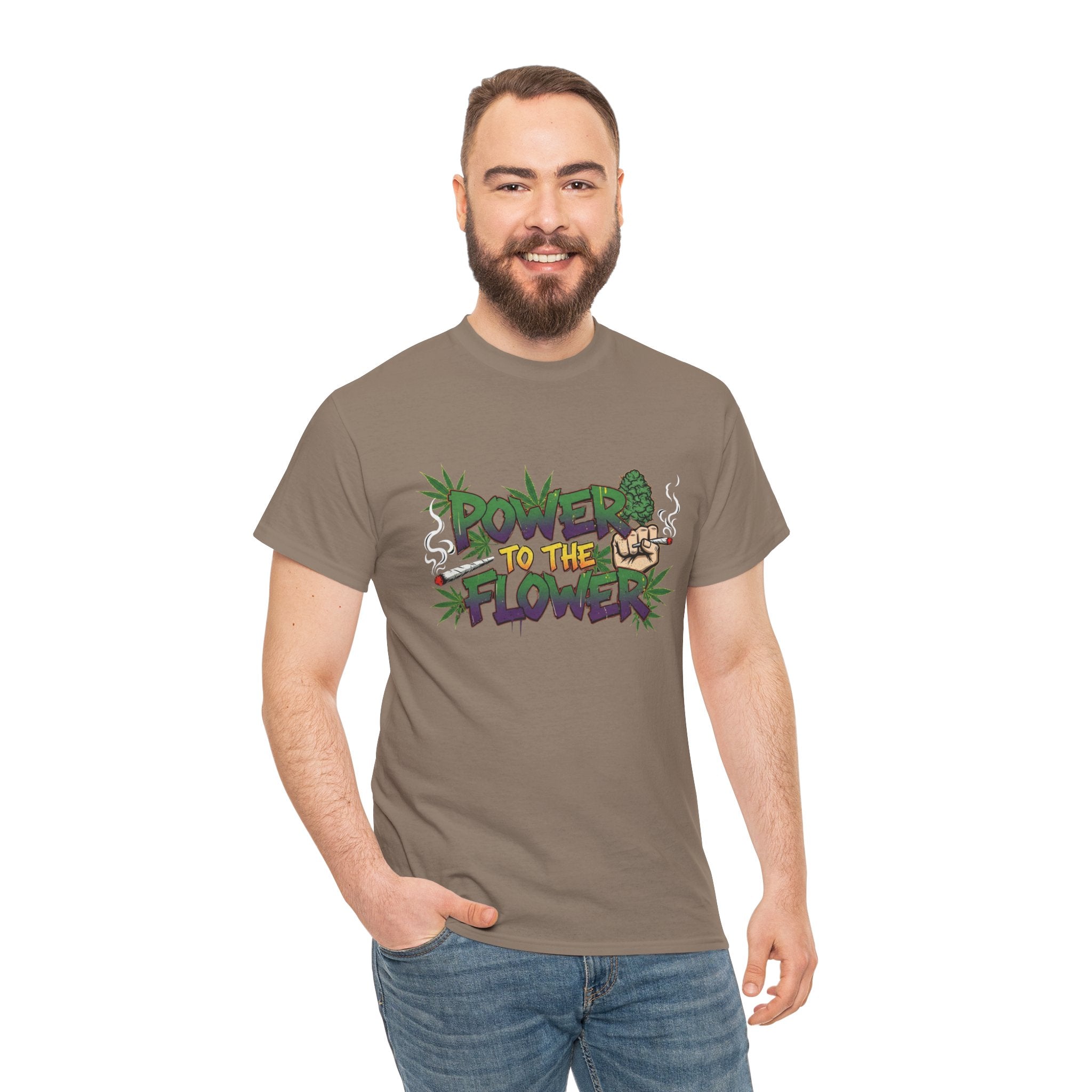 Power to the Flowers Tee | Stoner Conspiracy- Retro Graffiti 420 Leaf