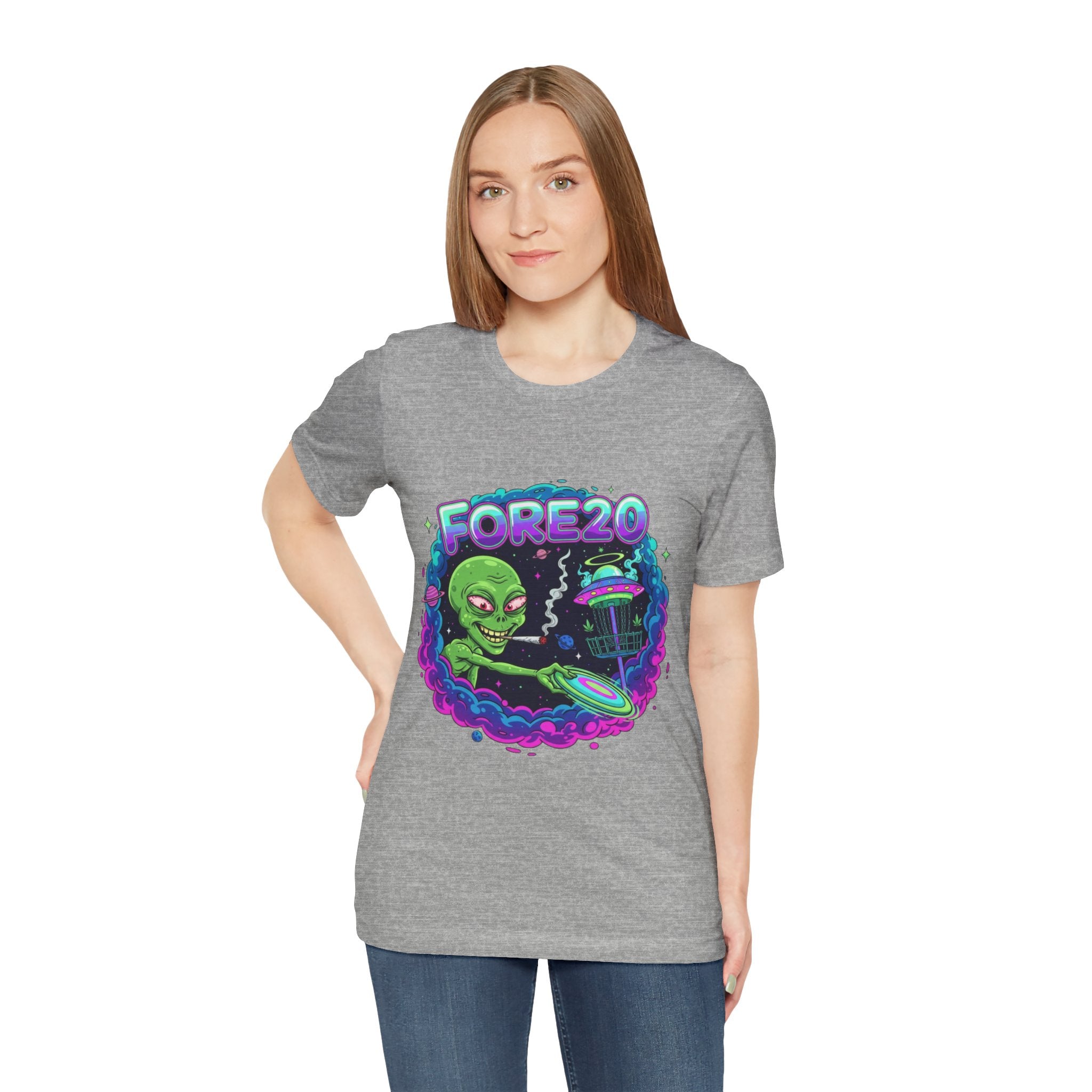 Stoner Alien Disc Golf Tee, UFO T-Shirt, Fun Casual Wear, Gift for Space Lovers, Sci-Fi Fan Apparel, Dunny 420 Frolph Shirt