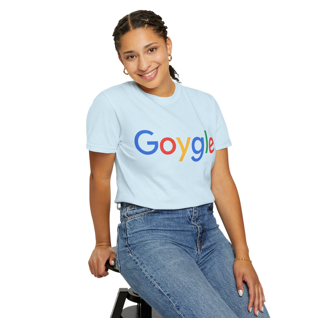 Goygle logo parody T-shirt | Logo parody tee, yellow graphic shirt