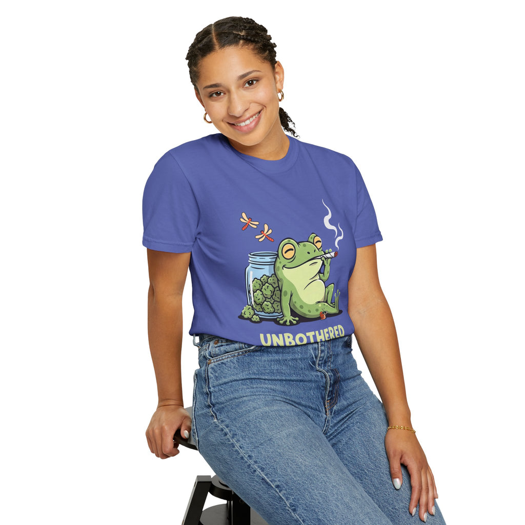 Unbothered Smoking Frog T-shirt | Relaxed Stoner Frog Graphic Tee