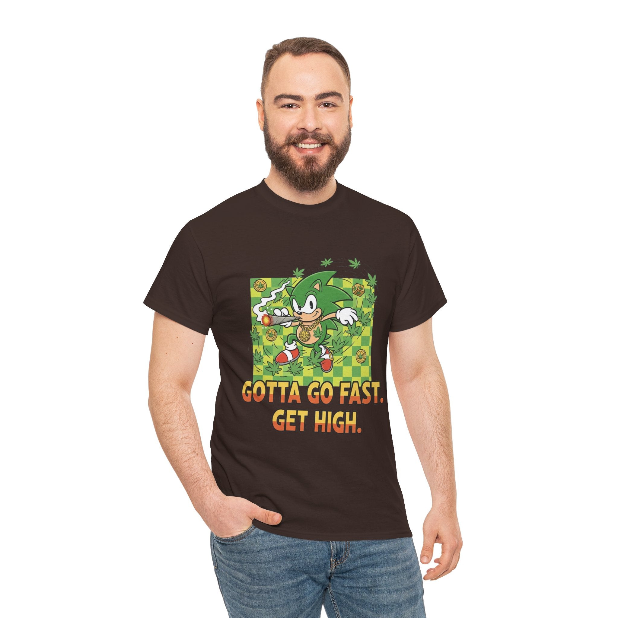 Chronic the Hedgehog Gotta Go Fast Get High Tee | Cartoon Hedgehog Stoner Graphic