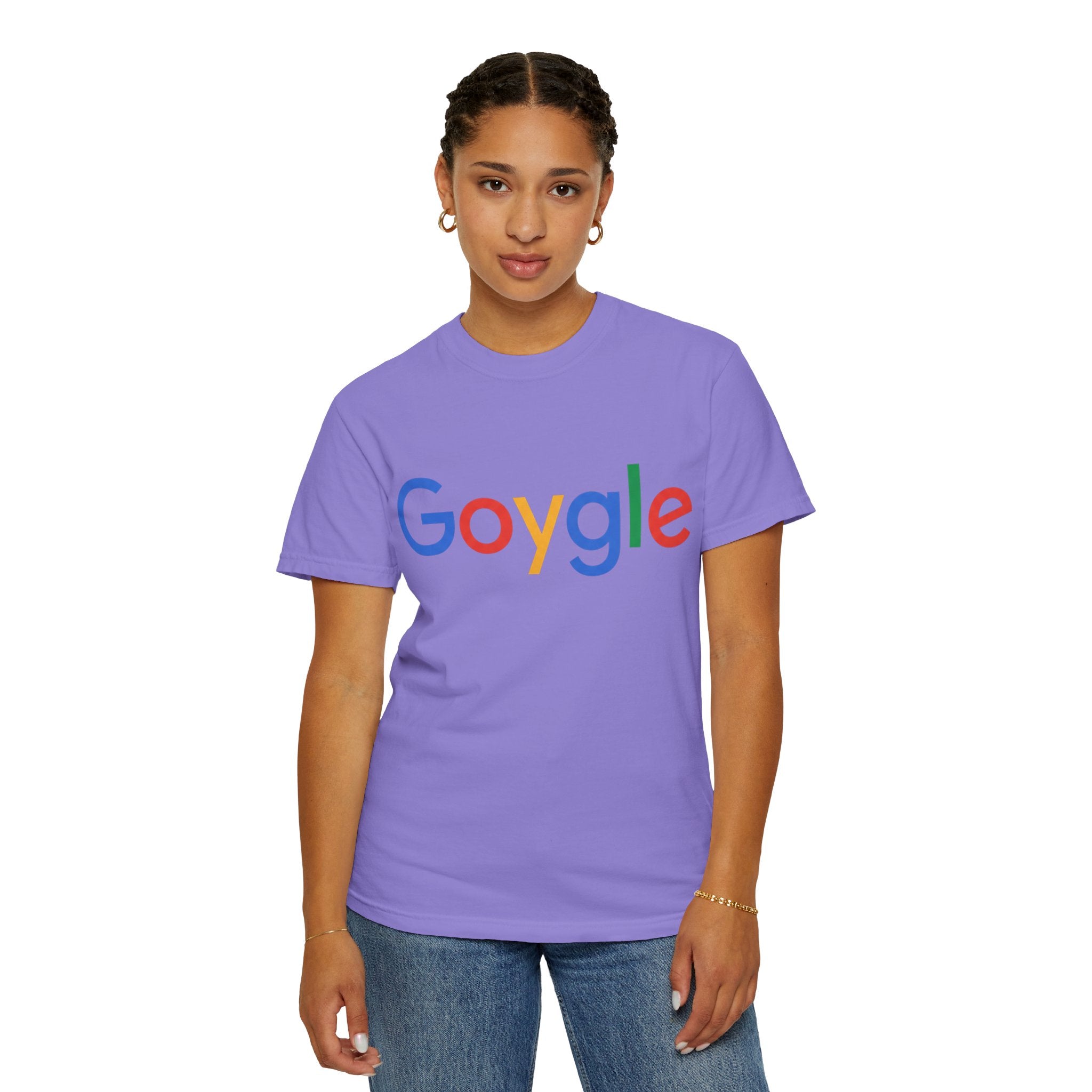 Goygle logo parody T-shirt | Logo parody tee, yellow graphic shirt