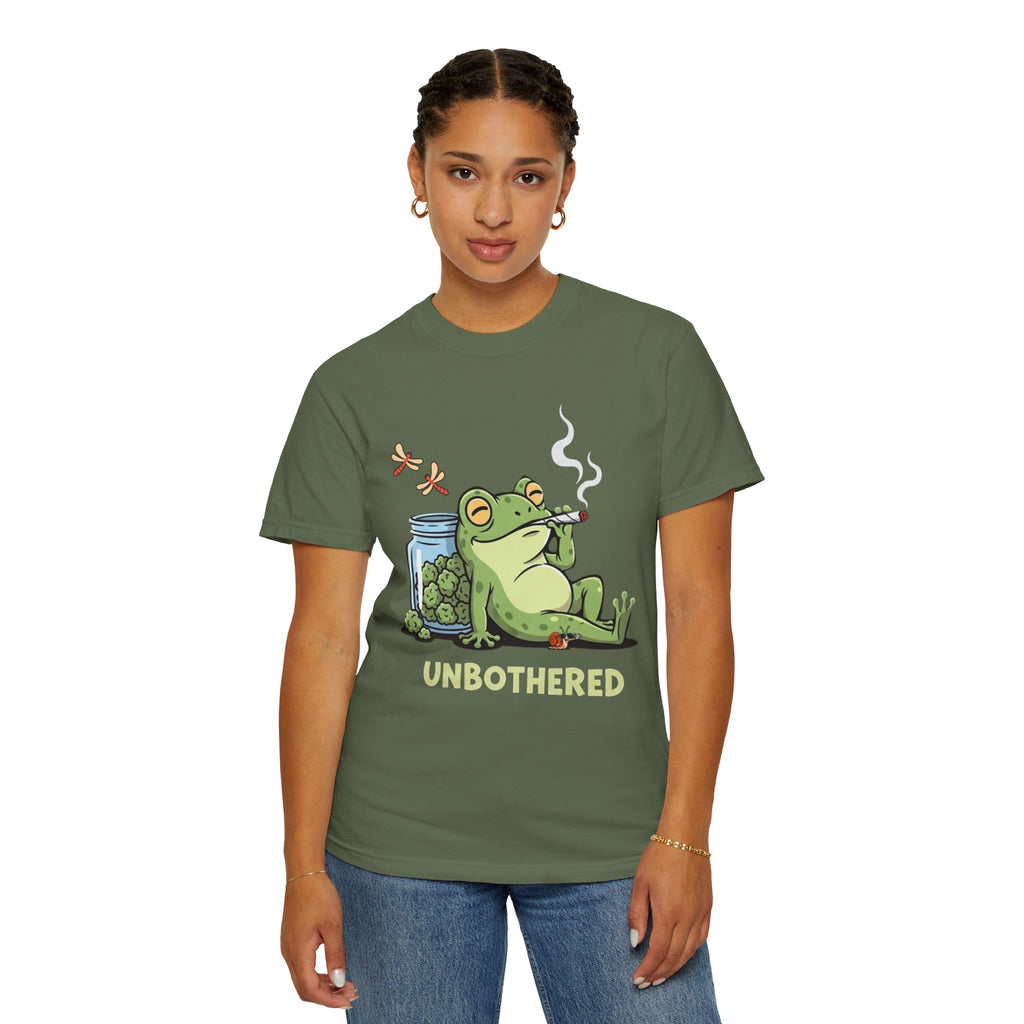 Unbothered Smoking Frog T-shirt | Relaxed Stoner Frog Graphic Tee