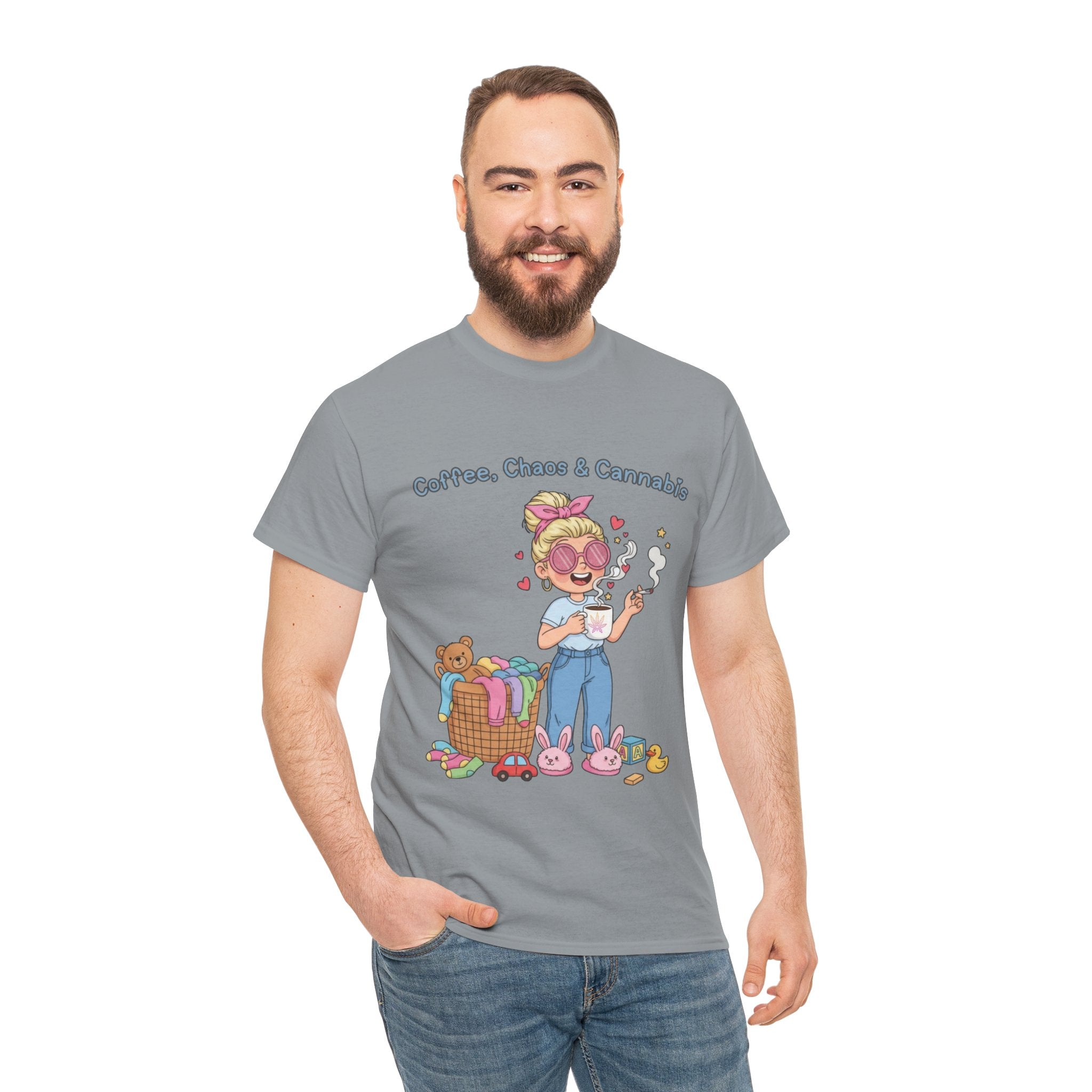 Coffee, Chaos & Herb Unisex Tee | Funny Stoner Mom Shirt