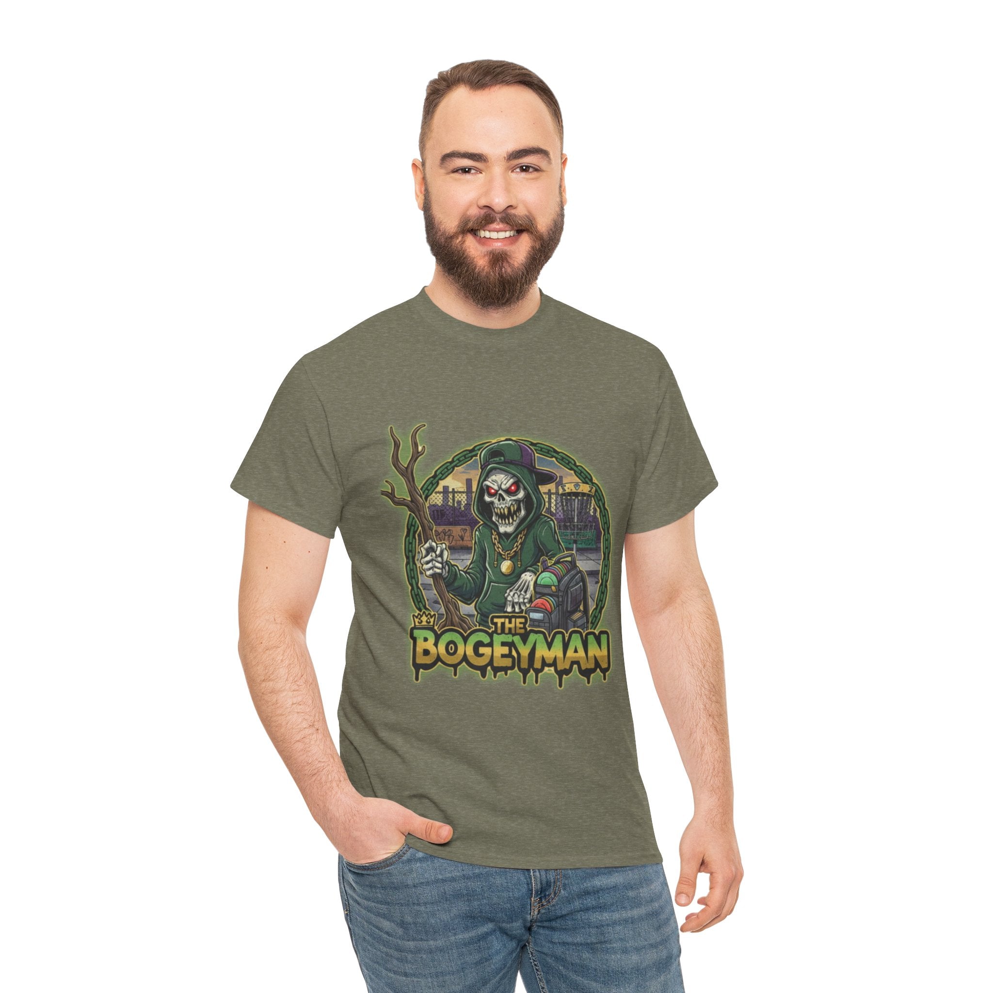 Bogeyman Disc Golf Tee. Unisex Heavy Cotton Tee, Horror T-Shirt, Halloween Costume, Spooky Gift, Graphic Tee for Ghost Lovers, Frolph