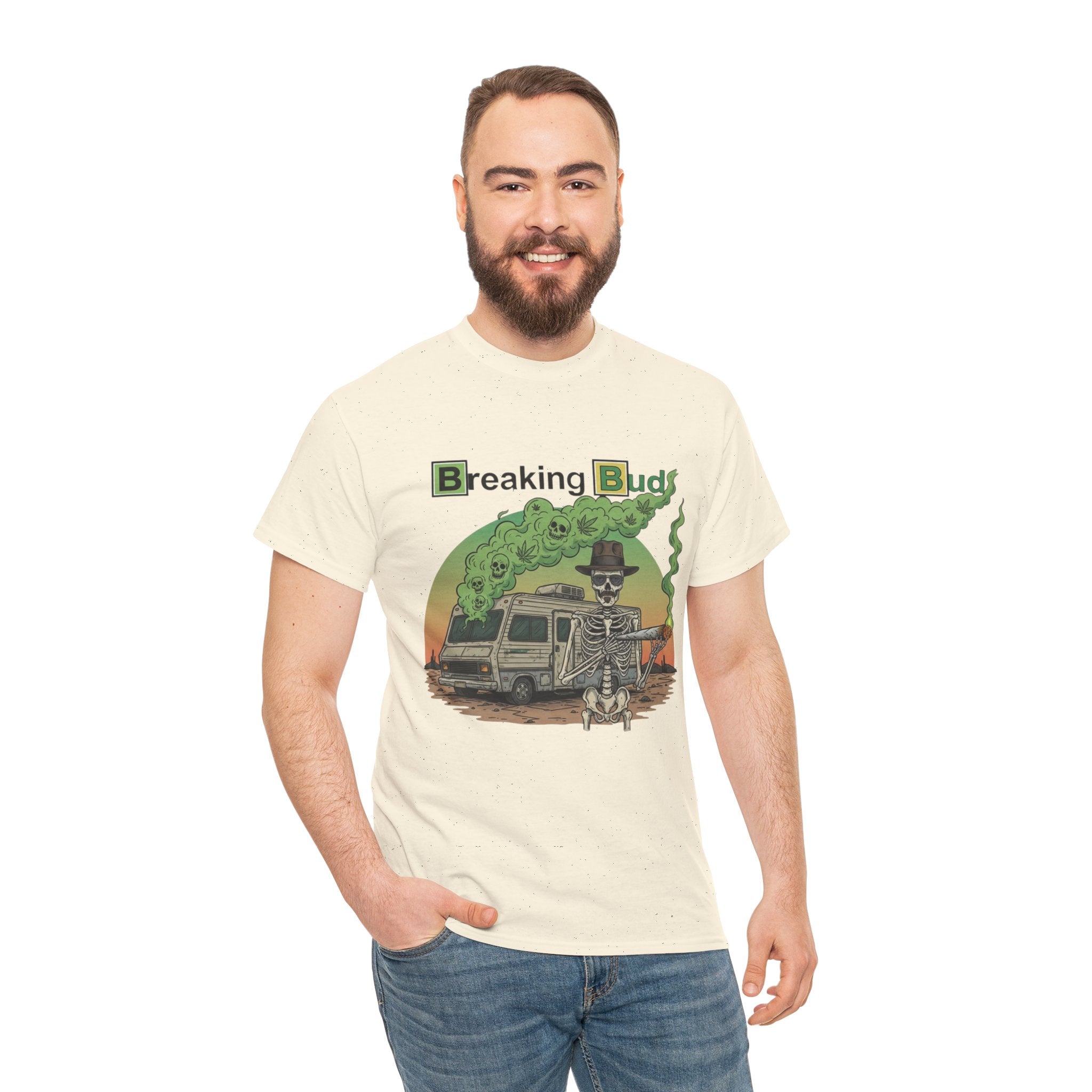 Breaking Buds Stoner Unisex Heavy Cotton Tee, Unique Casual Shirt, Perfect Gift for Fans, Festival Wear, Halloween Theme, 420