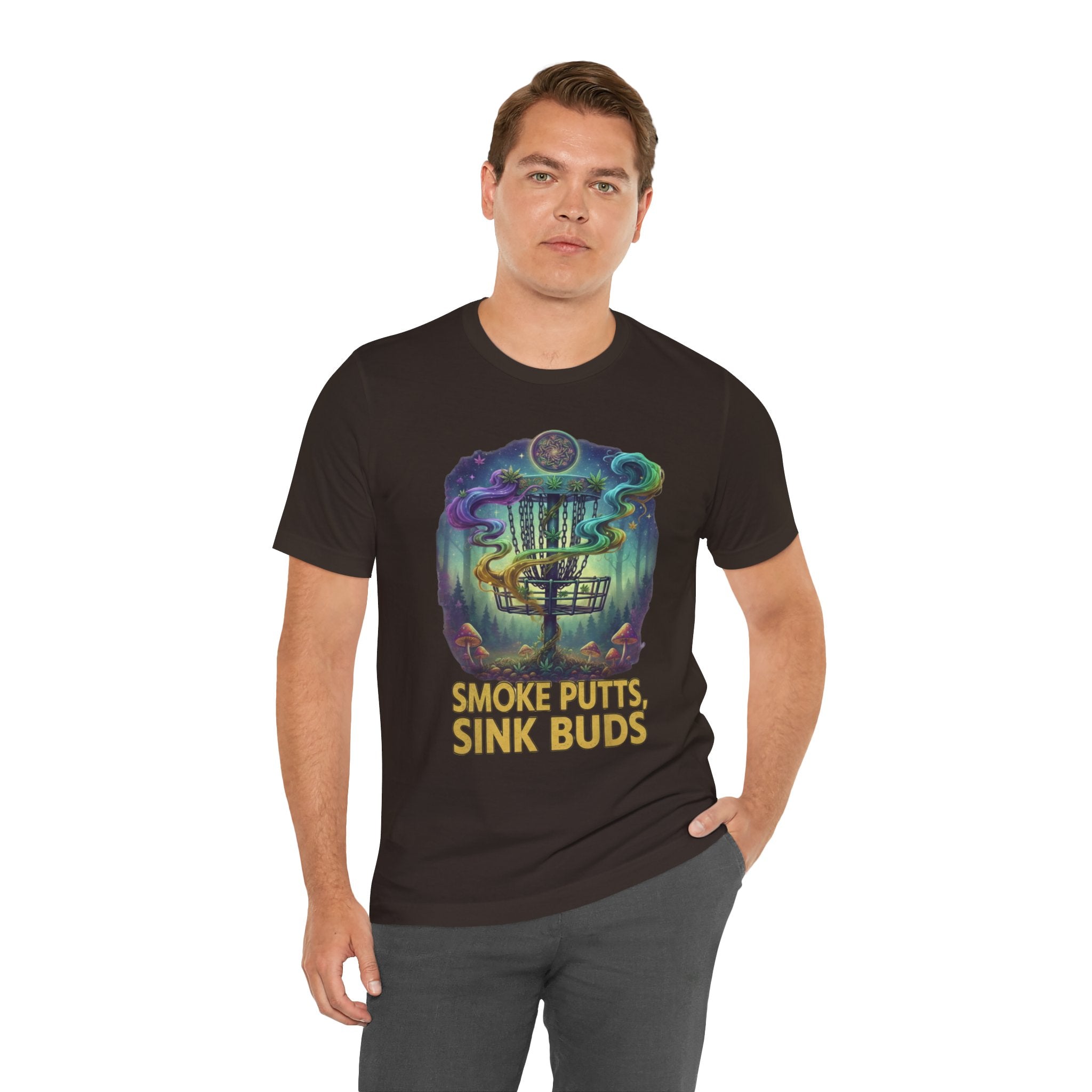 Smoke Putts Disc Golf T-Shirt, Stoner 420 Graphic Tee, Unisex Jersey Short Sleeve Tee for Smokers, , Gift for Stoners, Weed Frolph,