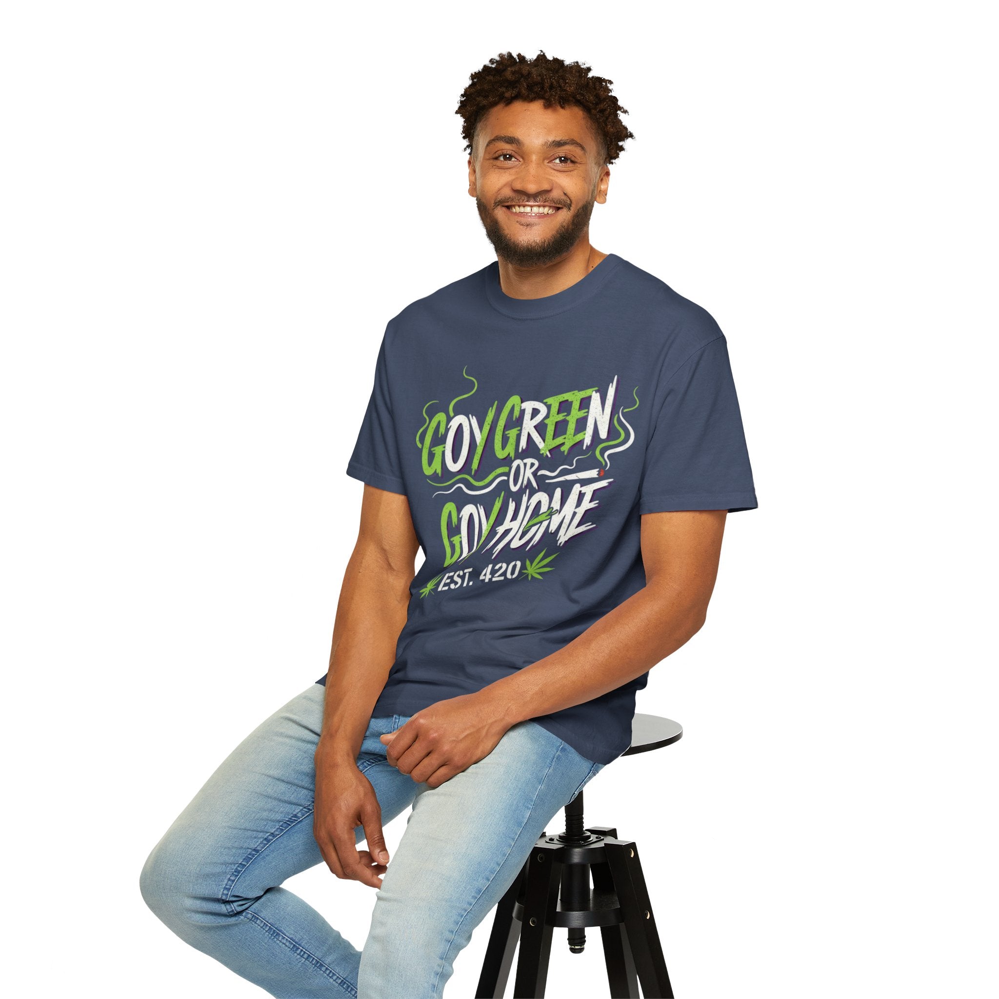 Goy Green or Goy Home T-Shirt | 420 Leaf Graphic Tee