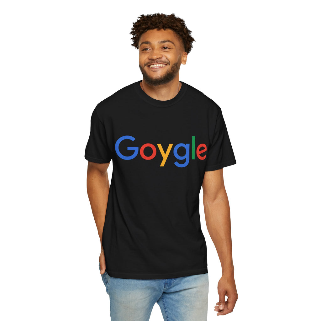 Goygle logo parody T-shirt | Logo parody tee, yellow graphic shirt