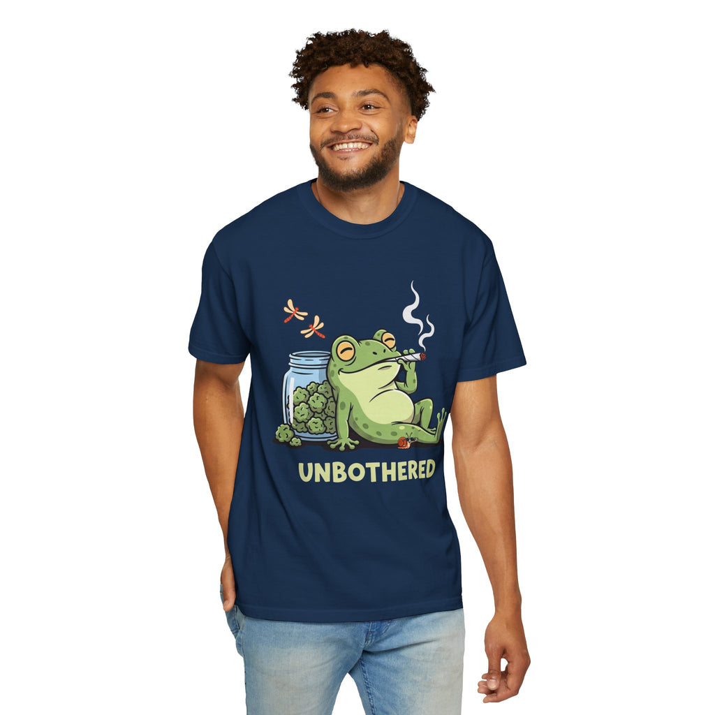 Unbothered Smoking Frog T-shirt | Relaxed Stoner Frog Graphic Tee