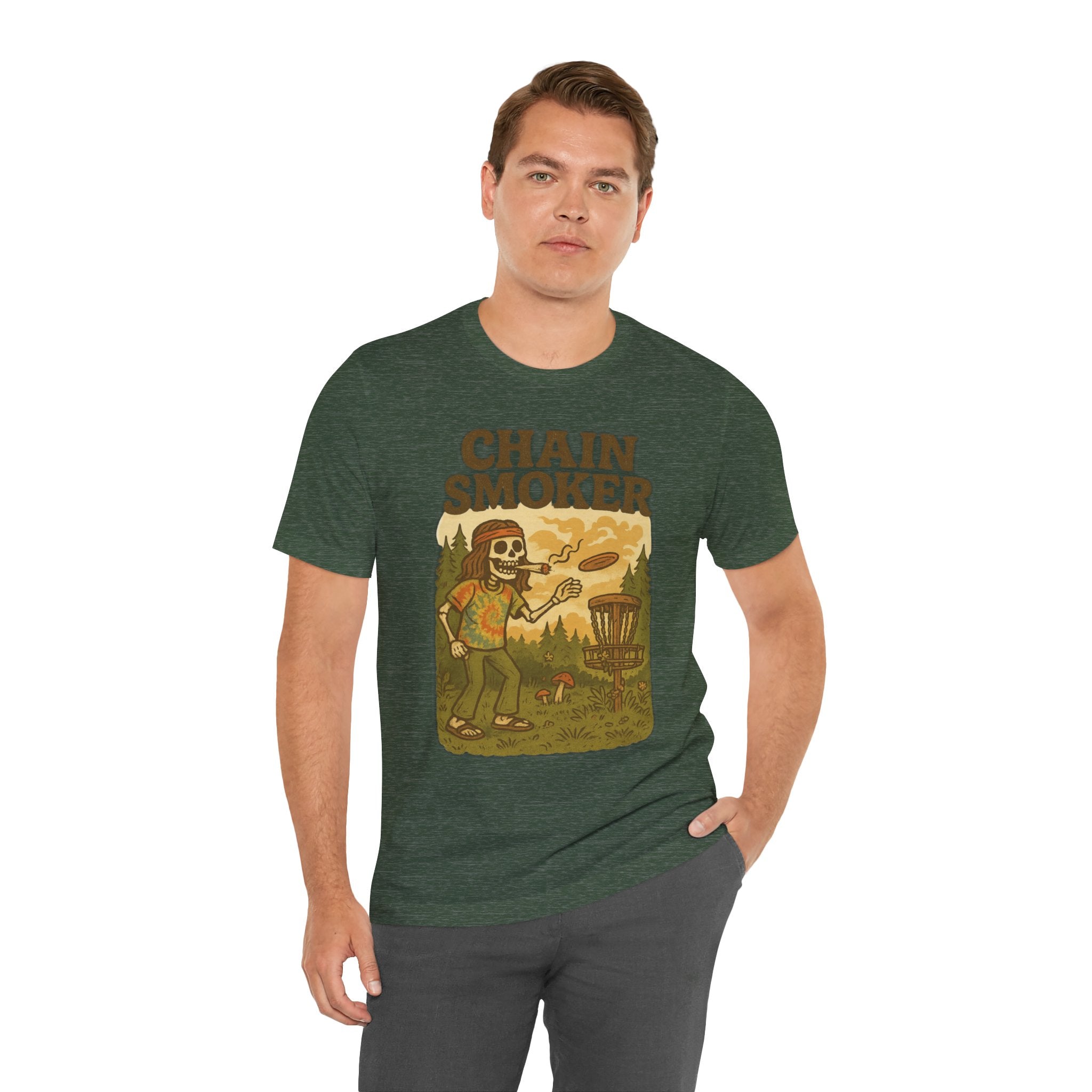 Chain Smoker Graphic Tee, Funny Tee, Short Sleeve Shirt, Outdoor stoner Apparel, Gift for Smokers, Summer Vibes, Disc golf, Frolph 420 weed