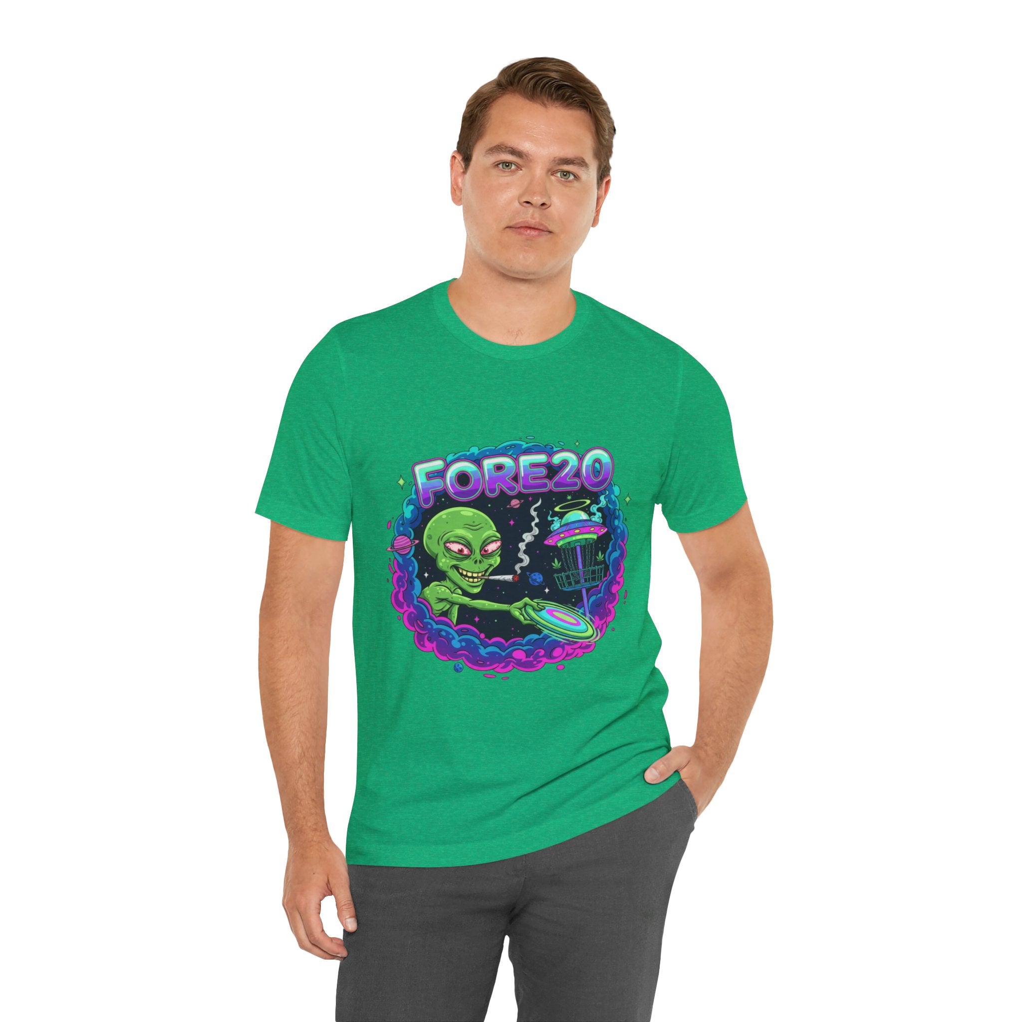 Stoner Alien Disc Golf Tee, UFO T-Shirt, Fun Casual Wear, Gift for Space Lovers, Sci-Fi Fan Apparel, Dunny 420 Frolph Shirt