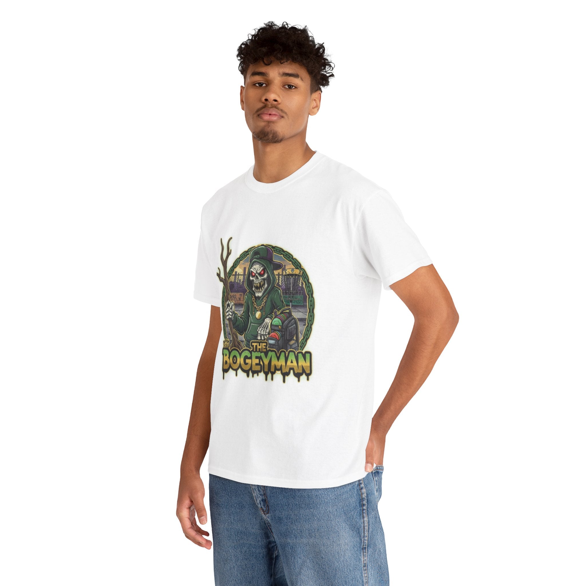 Bogeyman Disc Golf Tee. Unisex Heavy Cotton Tee, Horror T-Shirt, Halloween Costume, Spooky Gift, Graphic Tee for Ghost Lovers, Frolph