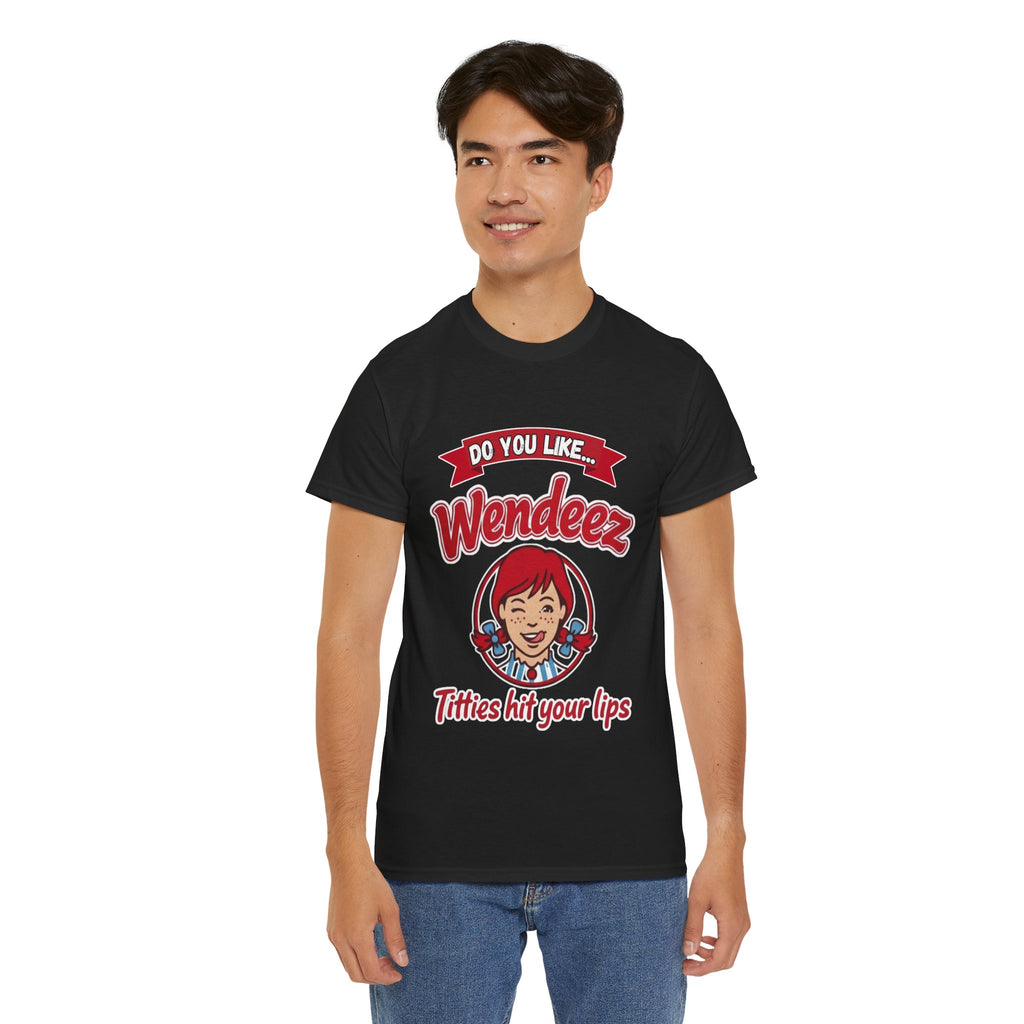 "Do You Like Wendeez Titties Hit Your Lips"- Funny, Parody Retro Logo Tee