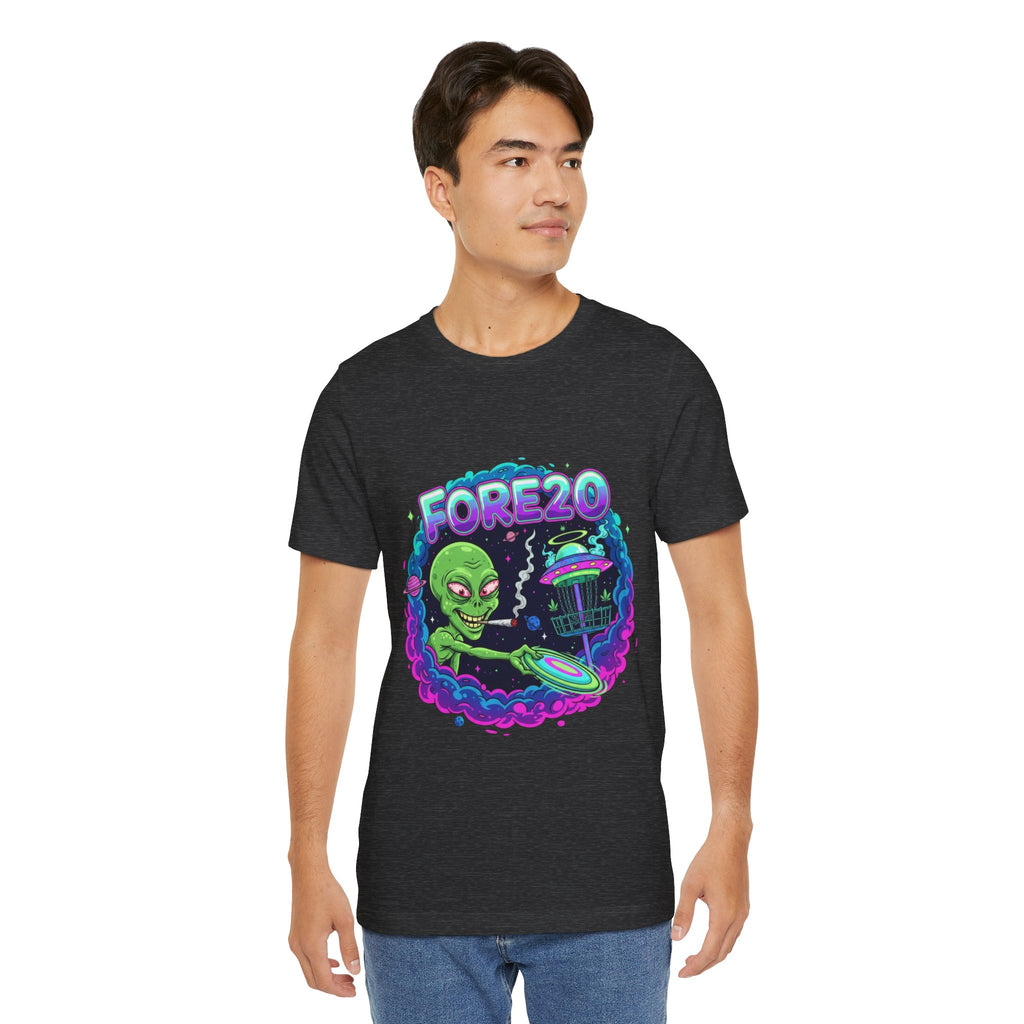 Stoner Alien Disc Golf Tee, UFO T-Shirt, Fun Casual Wear, Gift for Space Lovers, Sci-Fi Fan Apparel, Dunny 420 Frolph Shirt