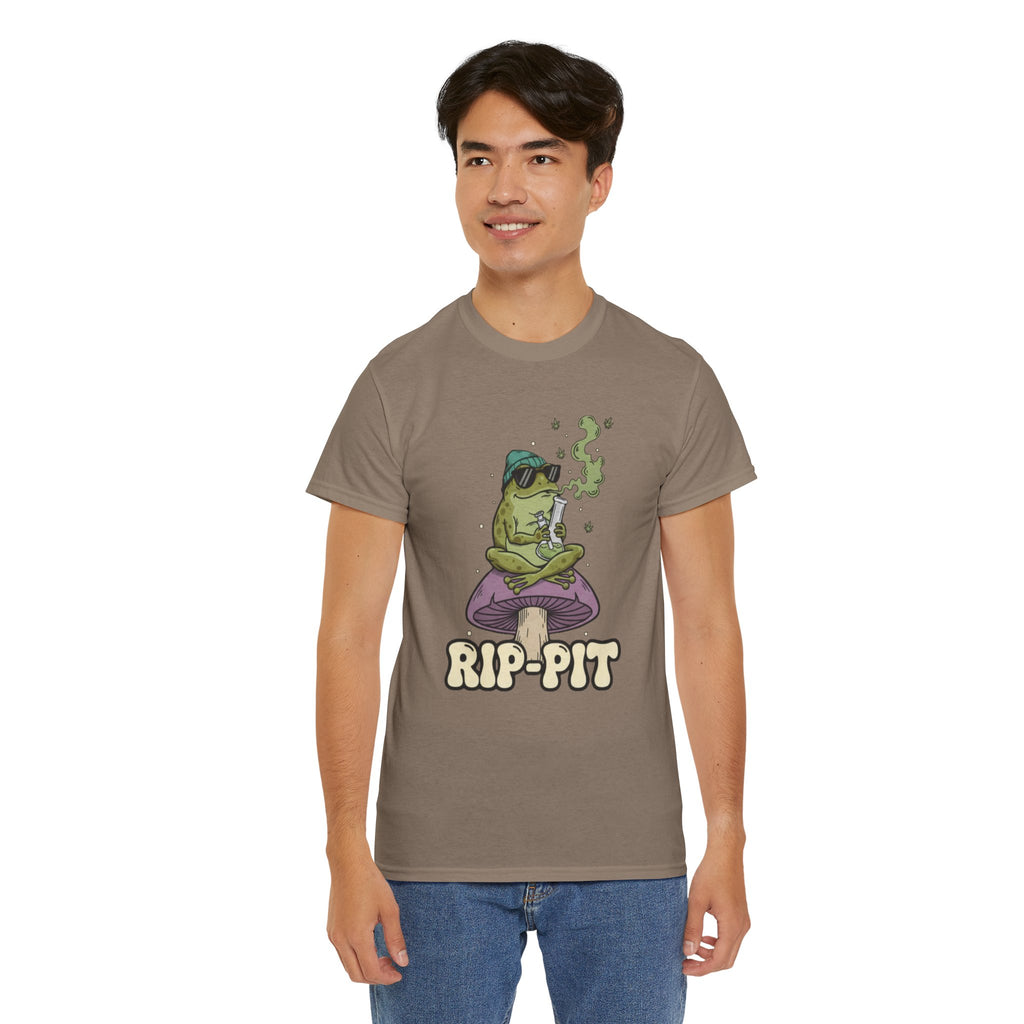RIP-PIT Frog Smoking Pipe Tee | Chill Cartoon Graphic T-Shirt
