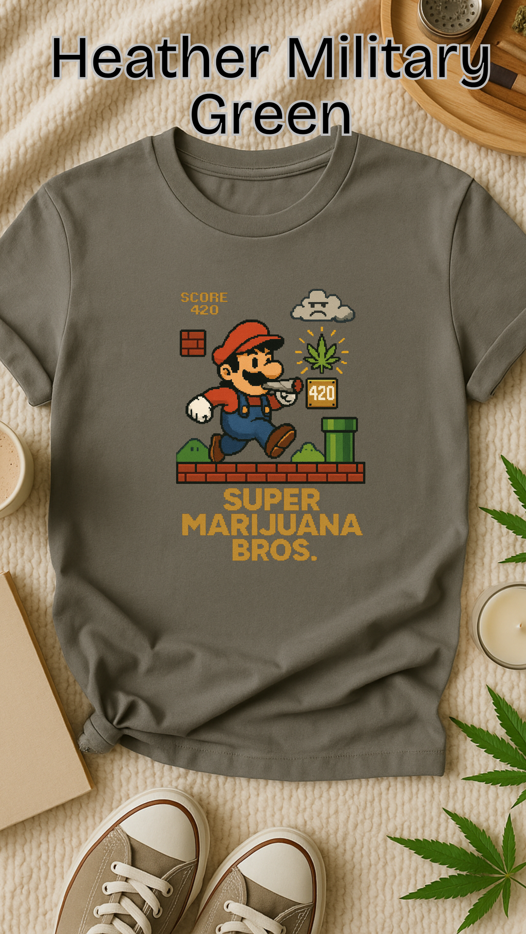 Super Herb Bros Graphic Tee | Retro Pixel Stoner Gaming Shirt