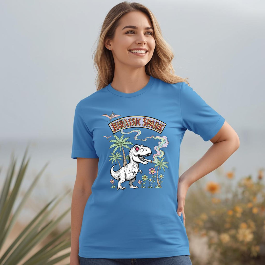 Jurassic Spark Stoner T-Shirt, Funny T-rex 420 Tee
