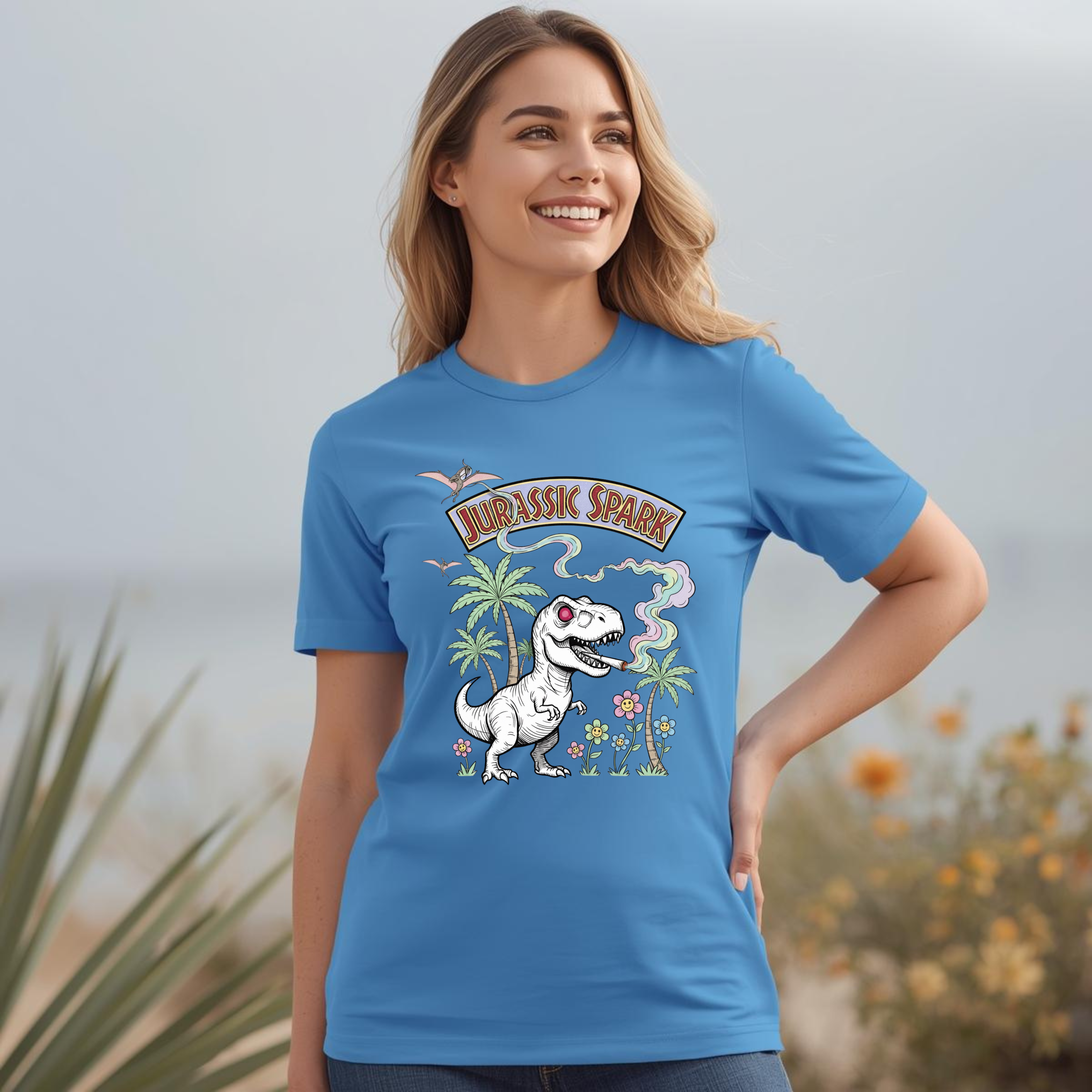 Jurassic Spark Stoner T-Shirt, Funny T-rex 420 Tee